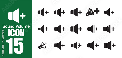15 Volume icons. Speaker icon. Volume control on off. Vector illustration eps 10