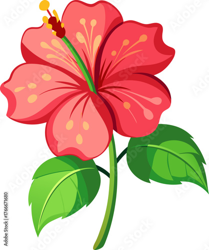 single Hibiscus  flowers vector art icon white background 