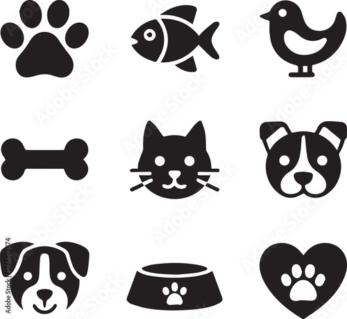 Animal and pet care icon collection for design projects