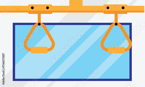 Handrails in a Bus with Window Vector art. Public transport interior design vector art