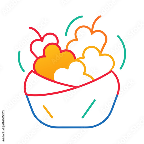 Chicken Nuggets Colorful Vector Line Art