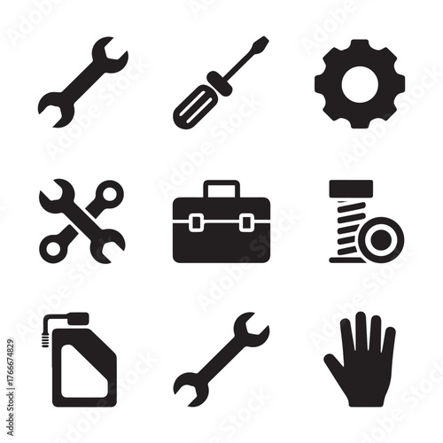 Comprehensive maintenance and repair icons set