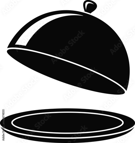 Silver Platter Cloche with Lid Half-Opened Icon