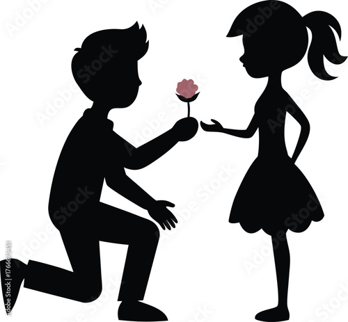 Silhouette of proposal of love silhouette