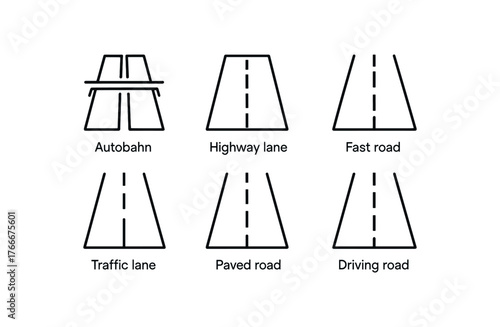simple outline stroke icon isolated on white background german autobahn road highway lane fast road traffic lane paved road transport road speed road driving road