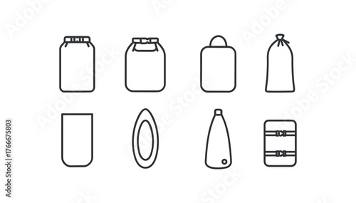 simple outline stroke icon isolated on white background waterproof dry bag roll top gear bag storage sack pack liner kayak bag float bag compression bag