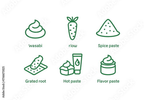 simple outline stroke icon isolated on white background green wasabi paste root paste spice paste grated root sushi spice hot paste condiment paste flavor paste