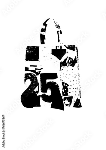 Number Twentyfive Bold Typography in Abstract Composition
