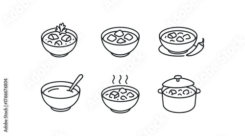 simple outline stroke icon isolated on white background hungarian goulash stew beef stew paprika stew soup dish hot stew pot stew spicy stew thick stew