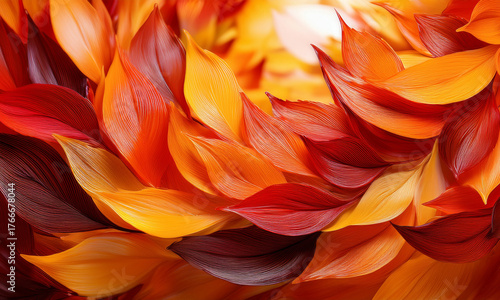 Wallpaper Mural Layered autumn leaves in orange, red, and yellow create a warm, textured collage that conveys seasonal beauty, richness, and natural energy suitable for fall campaigns and nature-inspired design Torontodigital.ca