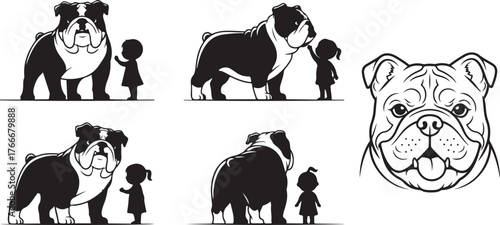 Black outline vector illustration of a set of farm animal silhouettes, including a horse, cow, pig, and goat