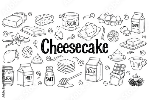 Cheesecake recipe ingredients: sugar, eggs, cheese, milk, flour, honey