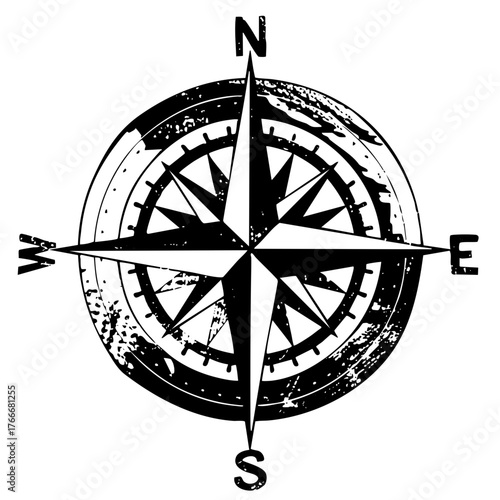 Compass points direction in nautical exploration