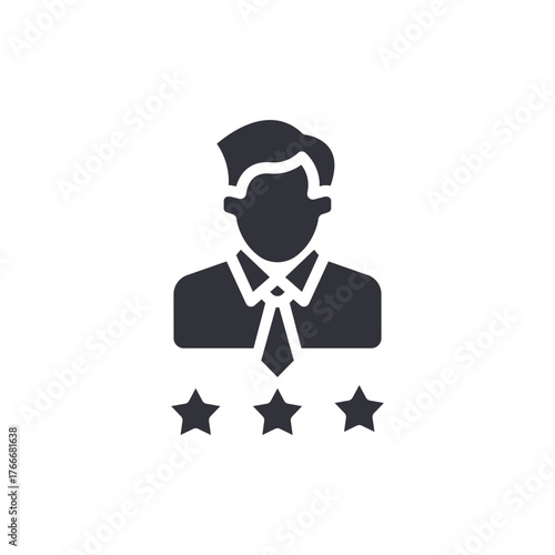 Professional Businessman With Stars Symbol Flat Design