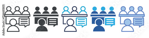 Interview icon set multiple style collection