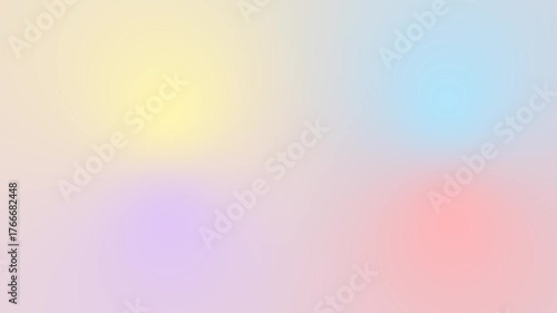 Seamless loop Soft pastel abstract background with a gentle, blurry mesh gradient of yellow, blue, purple, and pink.