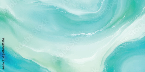 Abstract watercolor background with fluid turquoise and white waves perfect for modern design projects providing a calm and serene aesthetic