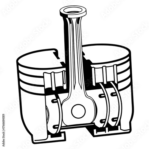 Automotive Engine Piston and Connecting Rod Diagram