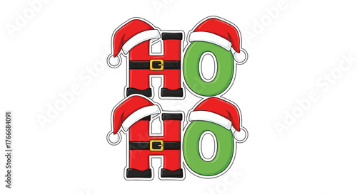 Festive "Ho Ho" Christmas Greeting with Santa Hat Embellishments