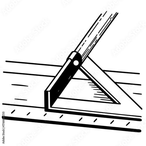 Technical Drawing Tools: Ruler and Set Square Illustration