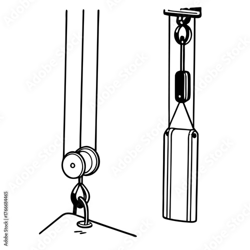 Mechanical Pulley Systems Hand Drawn Illustration