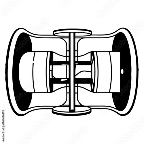 Symmetrical Industrial Machine Part Technical Drawing