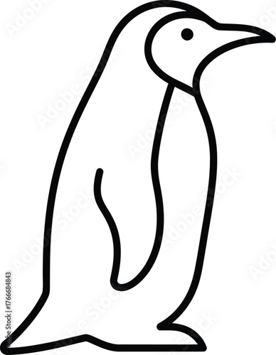 Simple outline drawing of an emperor penguin standing