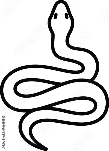 Stylized black outline of a coiled snake on white background