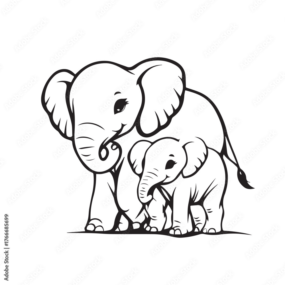 Fototapeta premium elephant with baby