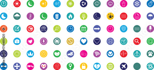 SEO icons for web design collection of various circle versions. Perfect for various promotional materials.
