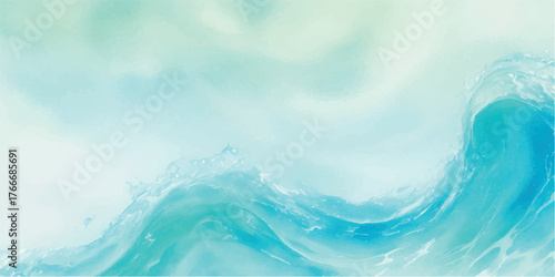 Abstract ocean wave background featuring a blend of blue and teal hues ideal for summer-themed designs and serene visuals