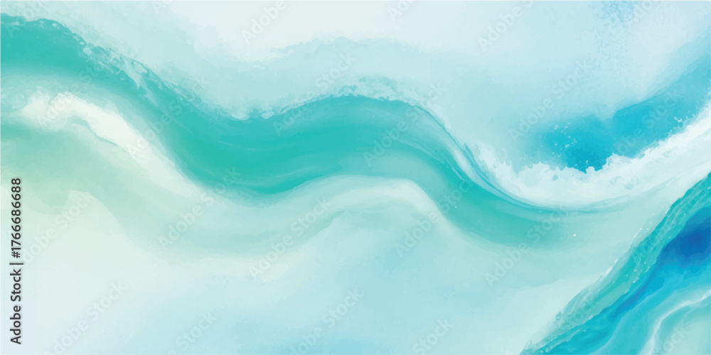 Obraz premium Abstract watercolor background with flowing turquoise and blue hues creating a calming and serene backdrop perfect for graphic design projects