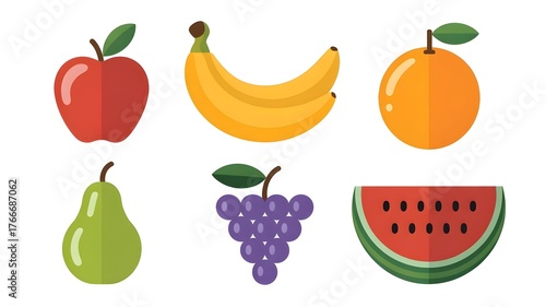Wallpaper Mural Flat vector image of assorted colorful fruits and apple design Torontodigital.ca