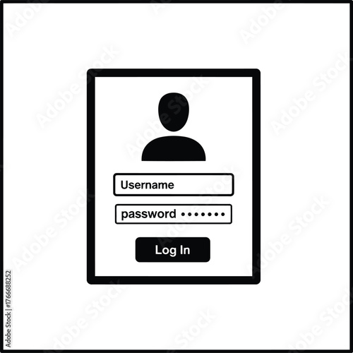 Digital user login screen interface with username password fields and sign in button icon