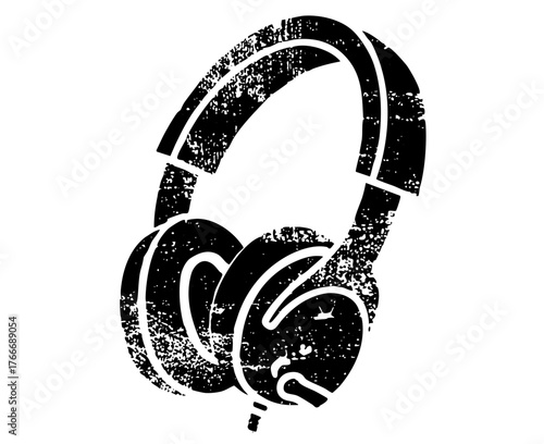 Headphones display grunge texture for music streaming