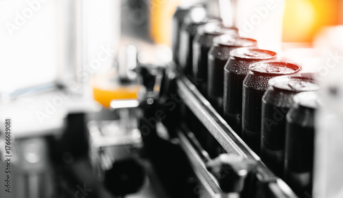 Konstfotografi Industrial beer canning process in modern brewery factory with equipment and mac