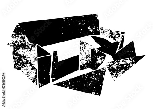 Broken glass shatters dramatically in a destructive scene