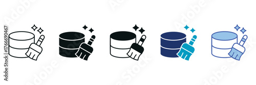 Data Cleaning Icon Set Consisting of Multiple Styles Vector Illustration