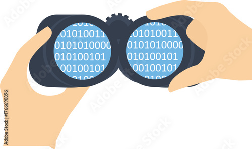 binary code on binoculars for cyber security concept

