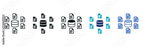 Data Aggregation Icon Set Consisting of Multiple Styles Vector Illustration