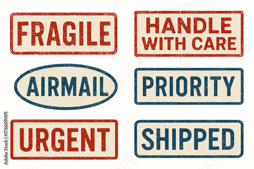 Fragile handle with care airmail priority urgent shipped postal stamps