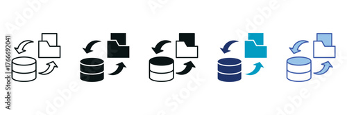 Data Backup Icon Set Consisting of Multiple Styles Vector Illustration