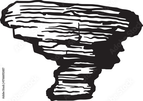 Eureka springs stone Hand drawn vector illustration. Black and white graphics on a white background