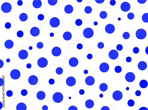 Blue polka dots on a white background, classic and playful pattern for design and decoration