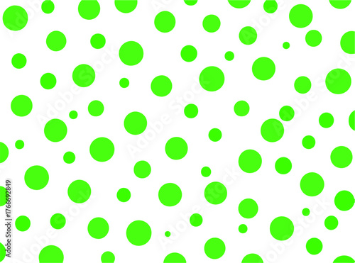 Bright green polka dots on a white background, cheerful and playful pattern for design and decoration