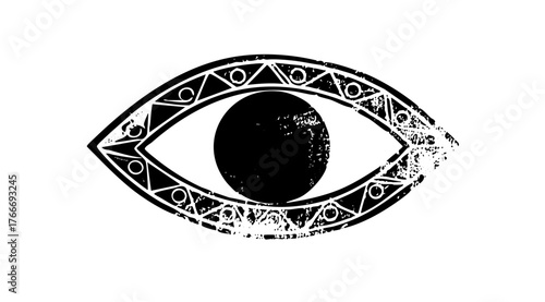 Eye gazes intently geometric design