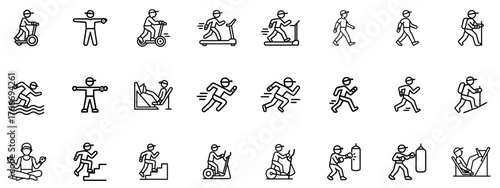 Thin Line Fitness & Gym Activity Icon Pack –Sports Cap Athlete Collection  Modern Exercise & Workout Icons