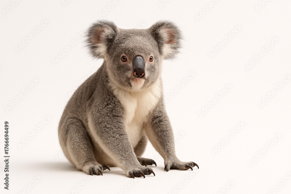 Fototapeta premium Cute Koala on Neutral Background - Australian Wildlife Photography