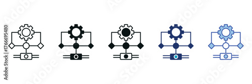 Algorithm Icon Set Consisting of Multiple Styles Vector Illustration