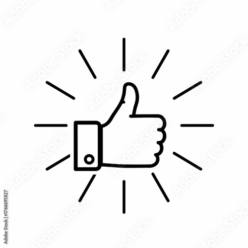 Outline drawing of a hand giving a thumbs up with radiating lines indicating positive endorsement effect
